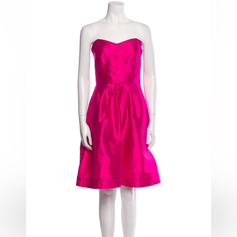 Diane Von Furstenberg DVF Bowenia Pretty In PINK Silk Strapless Barbie Dress - 8
